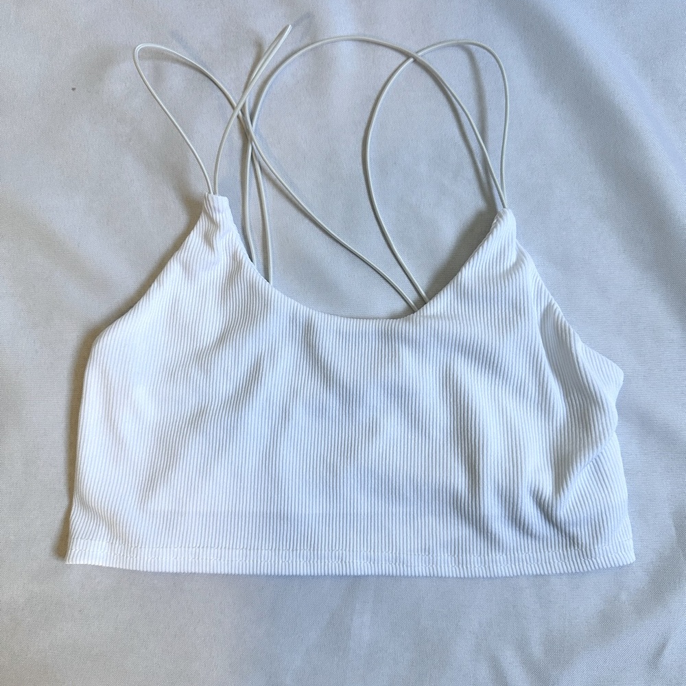 NASTY GAL White Ribbed Tank Crop Top